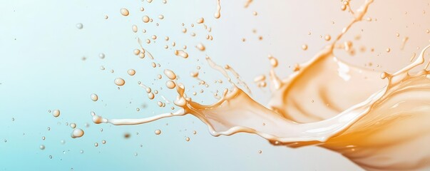Poster - Droplets abstract background idea. Liquid splash in soft colors, perfect for illustrating freshness and vitality.
