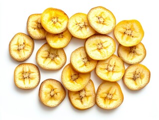 Wall Mural - Fresh banana slices isolated on white background. 