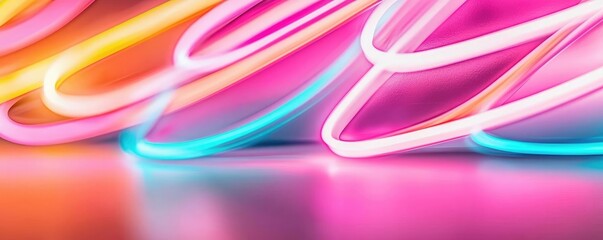 Poster - Graffiti abstract background concept. Vibrant neon light trails reflect on a smooth surface, creating a captivating visual effect.