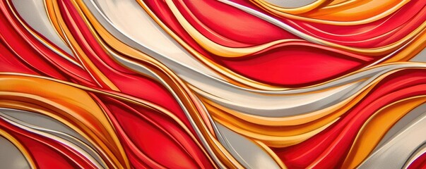 Poster - Graffiti abstract background concept. A vibrant abstract design featuring flowing waves in red, orange, and cream colors.
