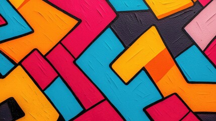 Poster - Graffiti abstract background concept. Vibrant geometric pattern with bright colors creating an eye-catching abstract artwork.