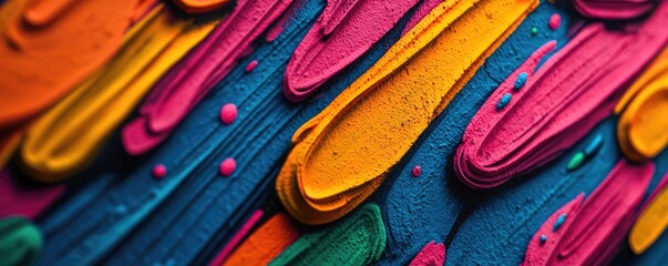 Poster - Graffiti abstract background concept. Vibrant abstract painting with bold strokes in colors of pink, orange, and blue.
