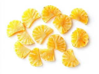 Wall Mural - Fresh pineapple slices isolated on white background. 