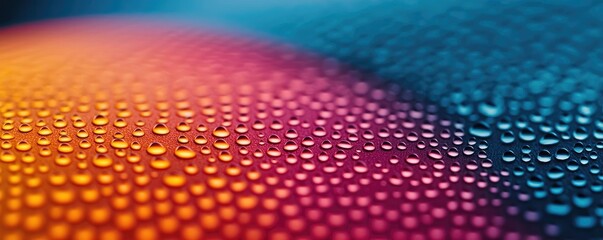 Poster - Droplets abstract background idea. Close-up of colorful droplets on a surface creating vivid patterns and textures.