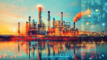 Poster - Futuristic Energy Plant Industry with Creative Graphic Elements
