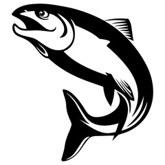 Poster - Salmon fish mascot in retro style isolated on white background. Salmon mascot.