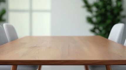 Poster - Empty wooden table in a modern office meeting room