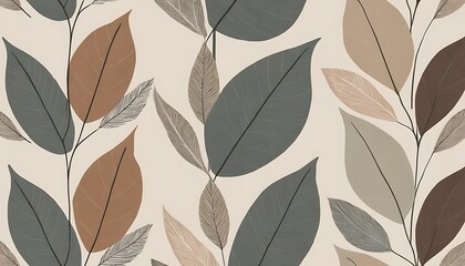 Poster - Abstract Neutral Tones Leaf Pattern Design
