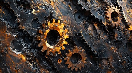 Poster - Abstract Technology Background Featuring Colorful Gearwheels Design