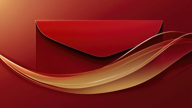 Artistic abstract red envelope with smooth gradients of red and gold, evoking elegance and celebration.
