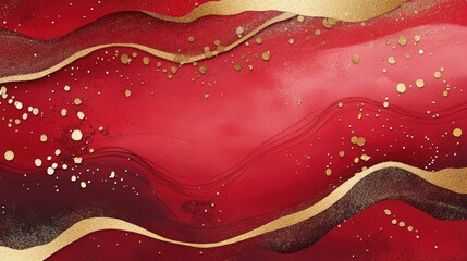 Poster - artistic hand-drawn abstract new year design with textured red layers and gold accents symbolizing f