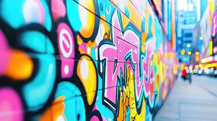 Poster - Graffiti abstract background concept. Vibrant street art showcases colorful graffiti on an urban wall, enhancing city aesthetics.