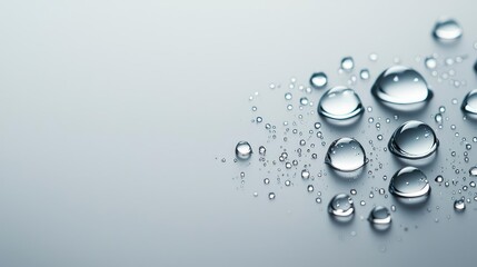 Aufkleber - Droplets abstract background idea. Close-up of fresh water droplets on smooth surface, showcasing purity and clarity.