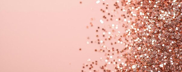 Aufkleber - Sparkle abstract background concept. Aesthetic rose gold glitter elegantly scattered on a soft pink background.