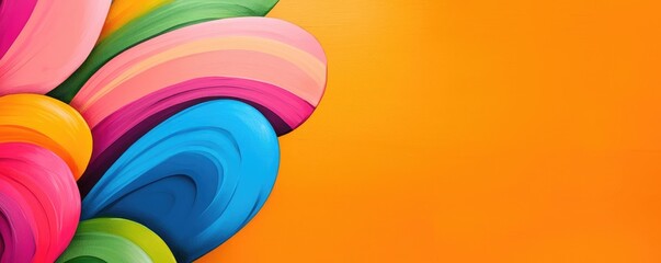 Poster - Graffiti abstract background concept. Vibrant colorful swirls on a bright orange background for creative projects.