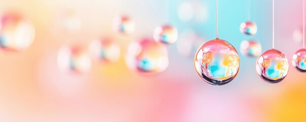 Poster - Droplets abstract background idea. Colorful abstract bubbles suspended against a vibrant, dreamy background.