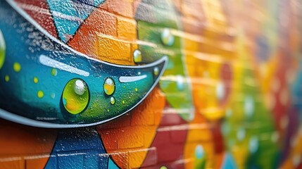Poster - Graffiti abstract background concept. Vibrant graffiti mural with bright colors and artistic designs on a textured wall.