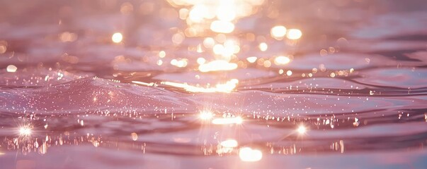 Poster - Sparkle abstract background concept. Sparkling water surface reflecting soft sunlight in serene pastel colors.