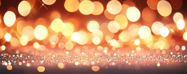 Poster - Sparkle abstract background concept. A vibrant background of golden bokeh lights creating a festive atmosphere.