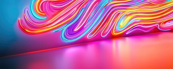 Aufkleber - Graffiti abstract background concept. Vibrant neon light trails creating a dynamic and colorful visual effect.