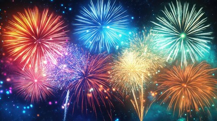 Fototapete - Calligraphy-inspired abstract art with vibrant fireworks, blending traditional strokes with modern festive energy.