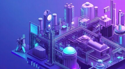 Poster - digital factory concept for modern industry management systems