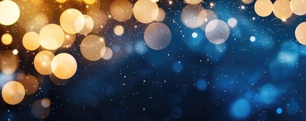 Aufkleber - Sparkle abstract background concept. Abstract bokeh with bright golden and blue lights creating a dreamy background effect.