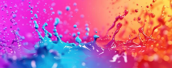 Poster - Droplets abstract background idea. Vibrant splashes of paint create a colorful, dynamic abstract background.