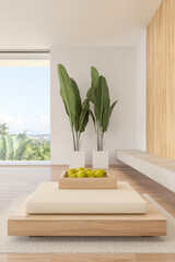 Wall Mural - Minimalist interior design showcasing a calm and serene living space with natural elements