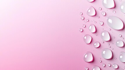 Poster - Droplets abstract background idea. Close-up of water droplets on a soft pink background, ideal for backgrounds or textures.