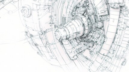 Poster - Detailed Mechanical Engineering Drawing with Technical Background