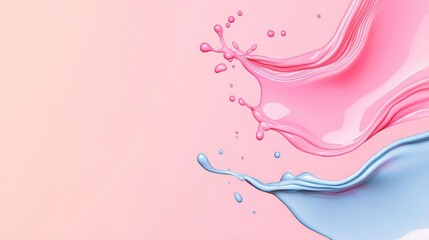 Poster - Droplets abstract background idea. Vibrant pink and blue paint splashes creating dynamic abstract art on a soft background.