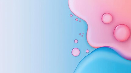 Poster - Droplets abstract background idea. Colorful abstract shapes with bubbles on a gradient background for creative projects.