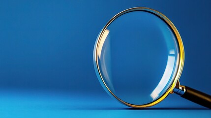 Poster - magnifying glass focused on business concepts against blue background