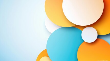 Poster - Circles abstract background concept. Colorful abstract shapes overlapping on a soft blue background for creative design.