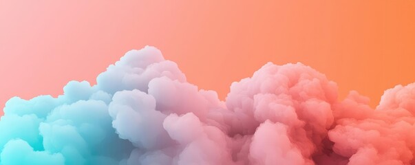 Aufkleber - Cosmic abstract background idea. Vibrant colored smoke clouds against a soft gradient background.
