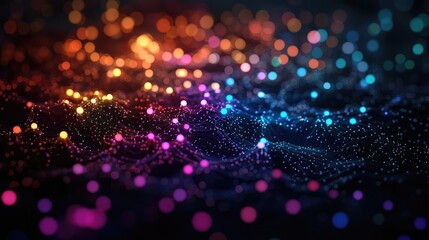 Poster - Cosmic abstract background idea. Colorful abstract design featuring glowing dots and sparkling light effects.