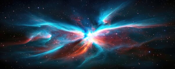 Poster - Cosmic abstract background idea. A stunning cosmic nebula displaying vivid colors and intricate formations in space.