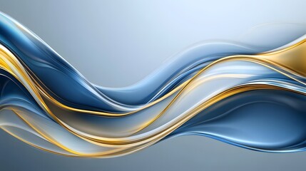 Poster - Abstract Blue and Gold Wave Design