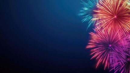 Poster - Fireworks abstract background idea. Colorful fireworks bursting in the night sky, creating a festive atmosphere.