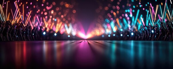 Poster - Fireworks abstract background idea. A vibrant light display creating a festive and energetic atmosphere at an event.