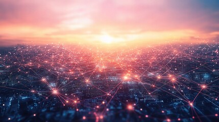 Poster - wide perspective view of high-tech network technology background