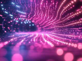 Aufkleber - Pastel Cyberpunk Flow Minimalist Light Streams in Digital Network Grid