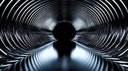 Aufkleber - Circles abstract background concept. Abstract view of a metallic tunnel, showcasing lines and reflections in a futuristic design.