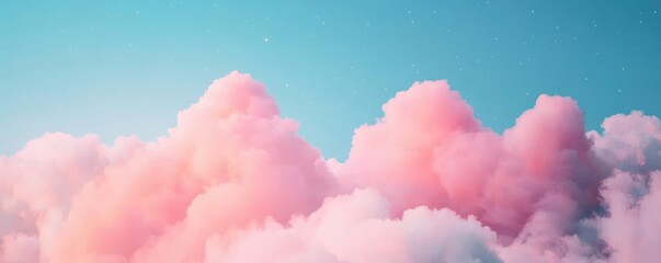 Poster - Cosmic abstract background idea. A beautiful sky filled with soft pink clouds against a serene blue backdrop.