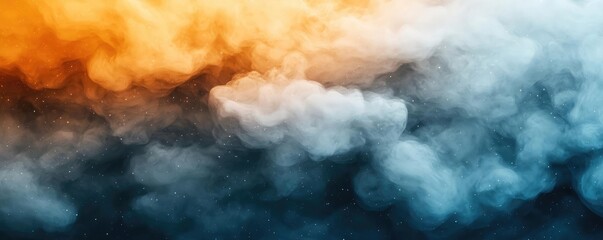 Poster - Cosmic abstract background idea. A stunning blend of orange and blue smoke creates a captivating visual effect.