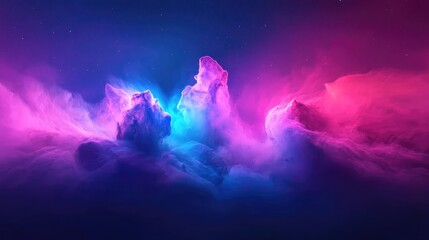 Poster - Cosmic abstract background idea. Vibrant cosmic clouds in shades of pink, blue, and purple creating a mystical atmosphere.