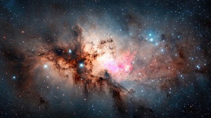 Poster - Cosmic abstract background idea. Stunning cosmic scene showcasing vibrant stars and colorful nebula formations.