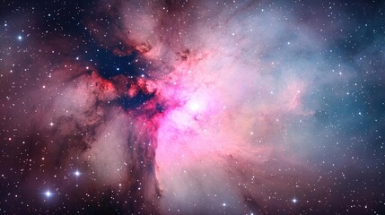 Poster - Cosmic abstract background idea. A stunning nebula displaying vibrant colors and endless stars in deep space.