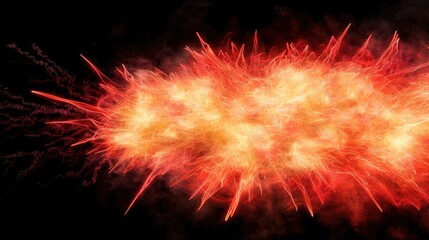 Poster - Fireworks abstract background idea. Vibrant explosion of fiery colors against a dark background for dynamic visuals.